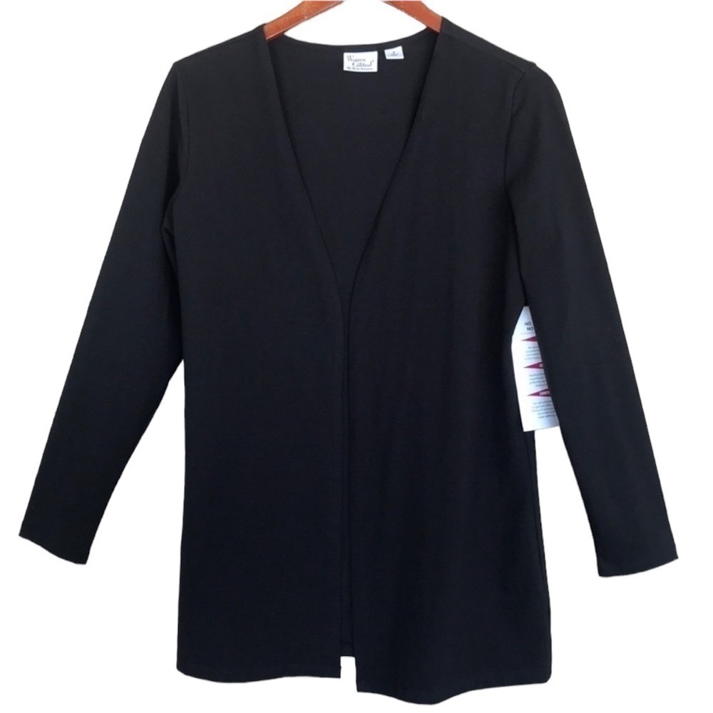 Women With Control Renee Greenstein Black Shaping Open Front Cardigan NWT S